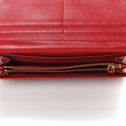 Prada Saffiano Metal Continental Flap Wallet Fuoco 5 of 11