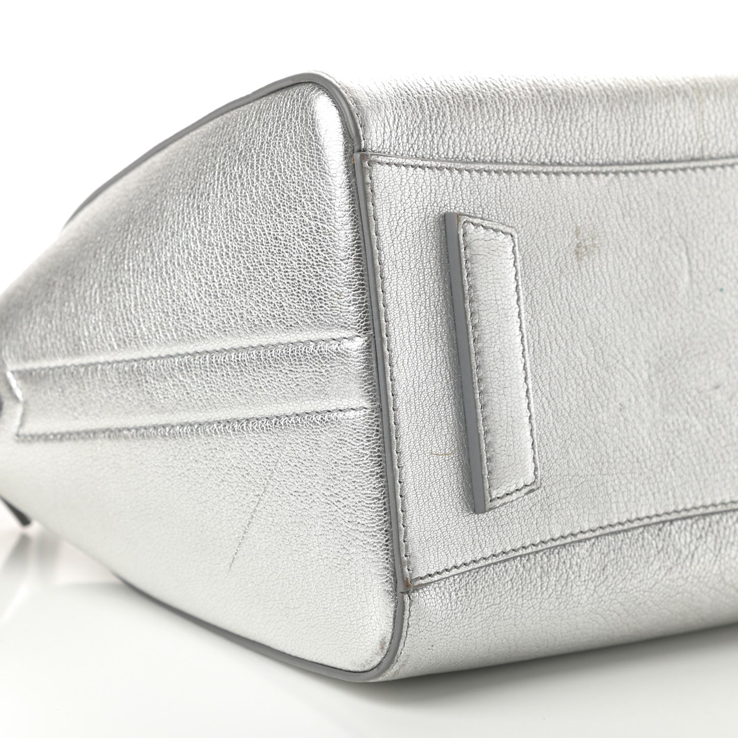 Metallic Sugar Goatskin Small Antigona Silver
