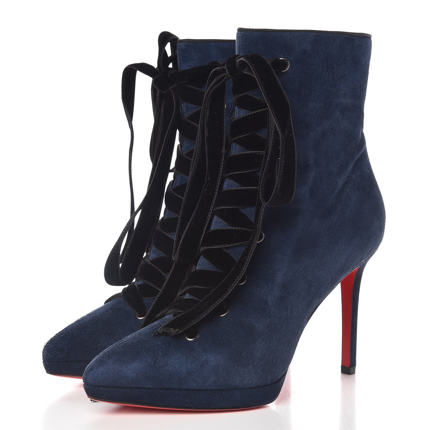 Christian Louboutin Veau Velours Circus Nana 100 Ankle Boots 37 Marine Black 3 of 9