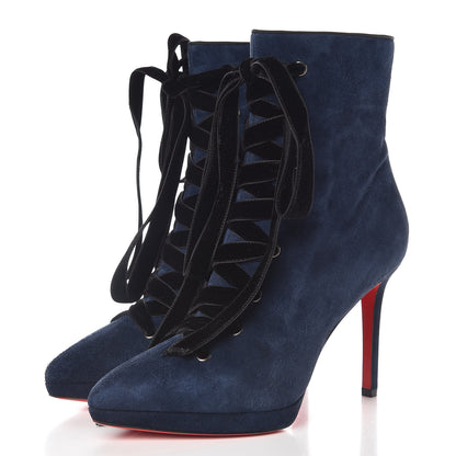 Christian Louboutin Veau Velours Circus Nana 100 Ankle Boots 37 Marine Black 3 of 9