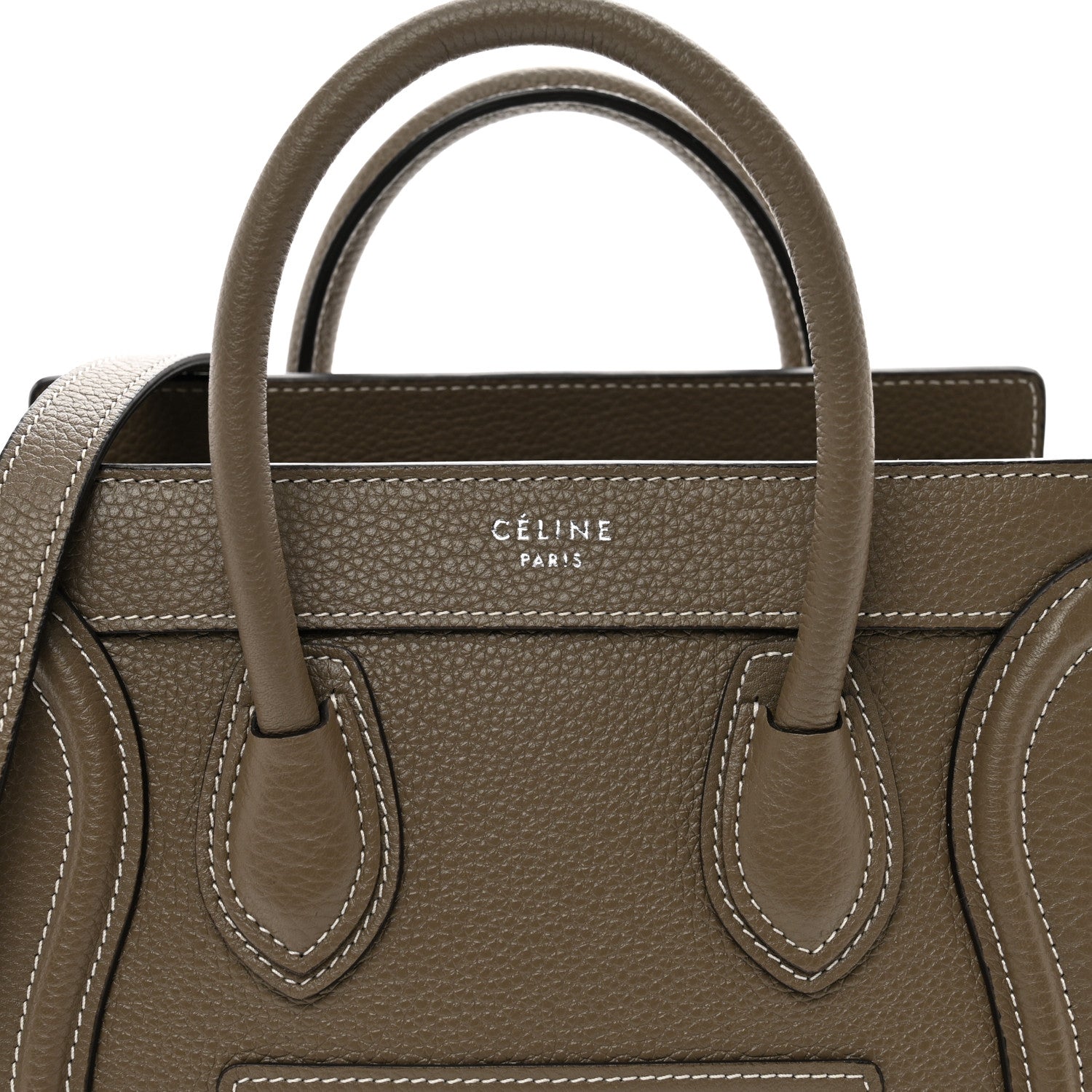 Celine Drummed Calfskin Nano Luggage Souris 5 of 9