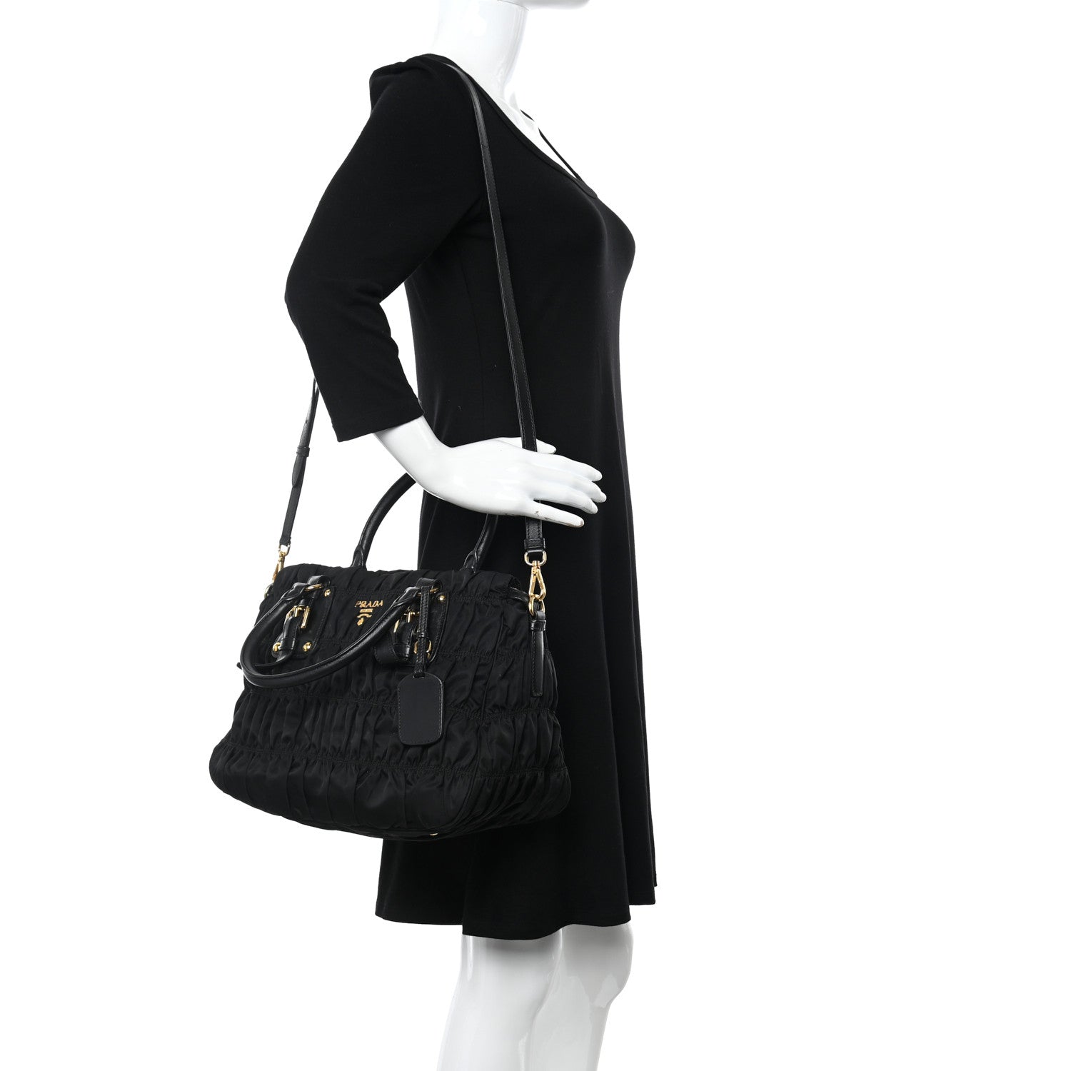Prada Tessuto Nylon Gaufre Tote Black 2 of 14