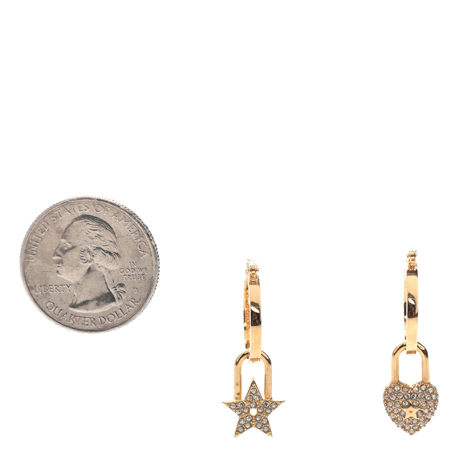 Christian Dior Crystal Lucky Locket Earrings Gold 2 of 4