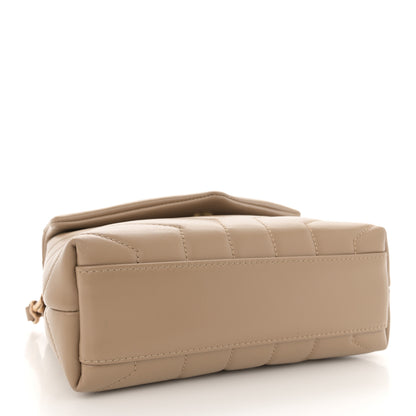 Saint Laurent Calfskin Y Quilted Monogram Toy Loulou Crossbody Bag Latte 4 of 12