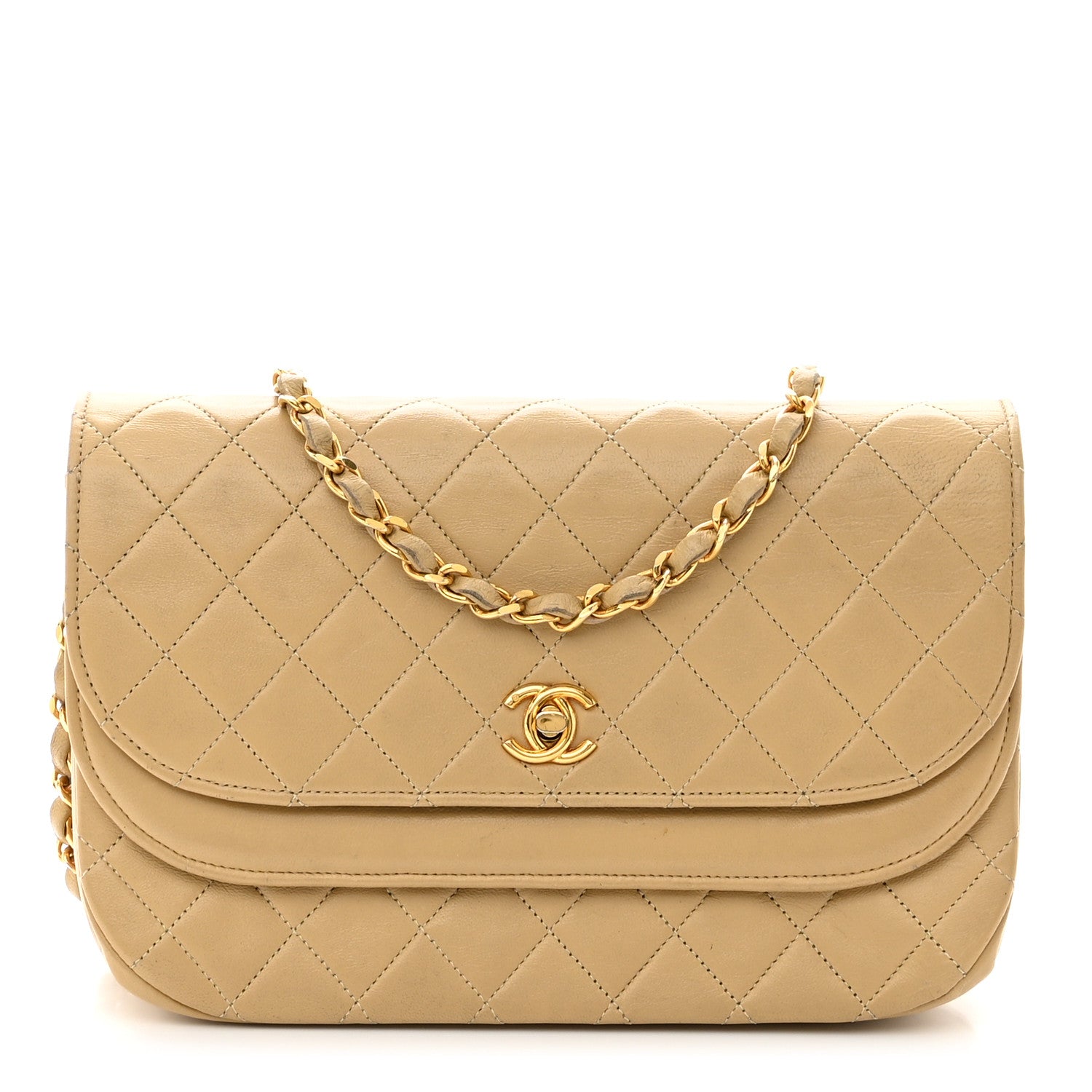 Chanel Lambskin Quilted Medium Single Flap Beige 1 of 12