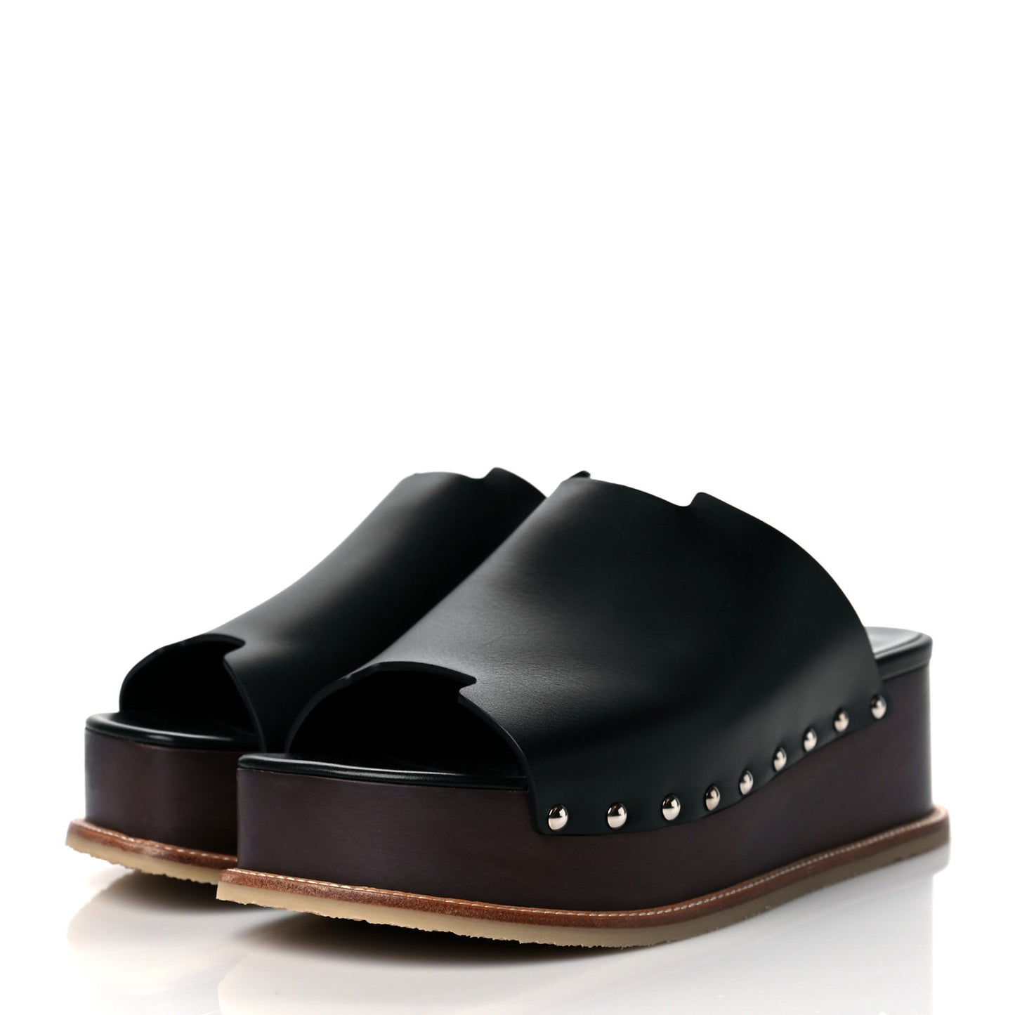 Calfskin Ellipse Sandals 37 Black