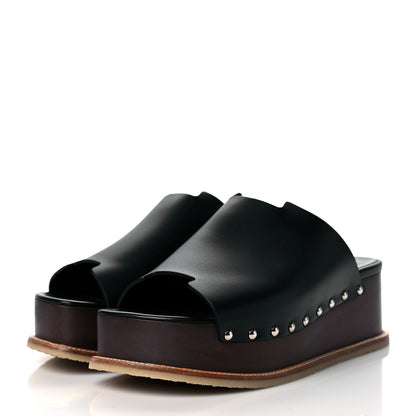 Hermes Calfskin Ellipse Sandals 37 Black 3 of 9