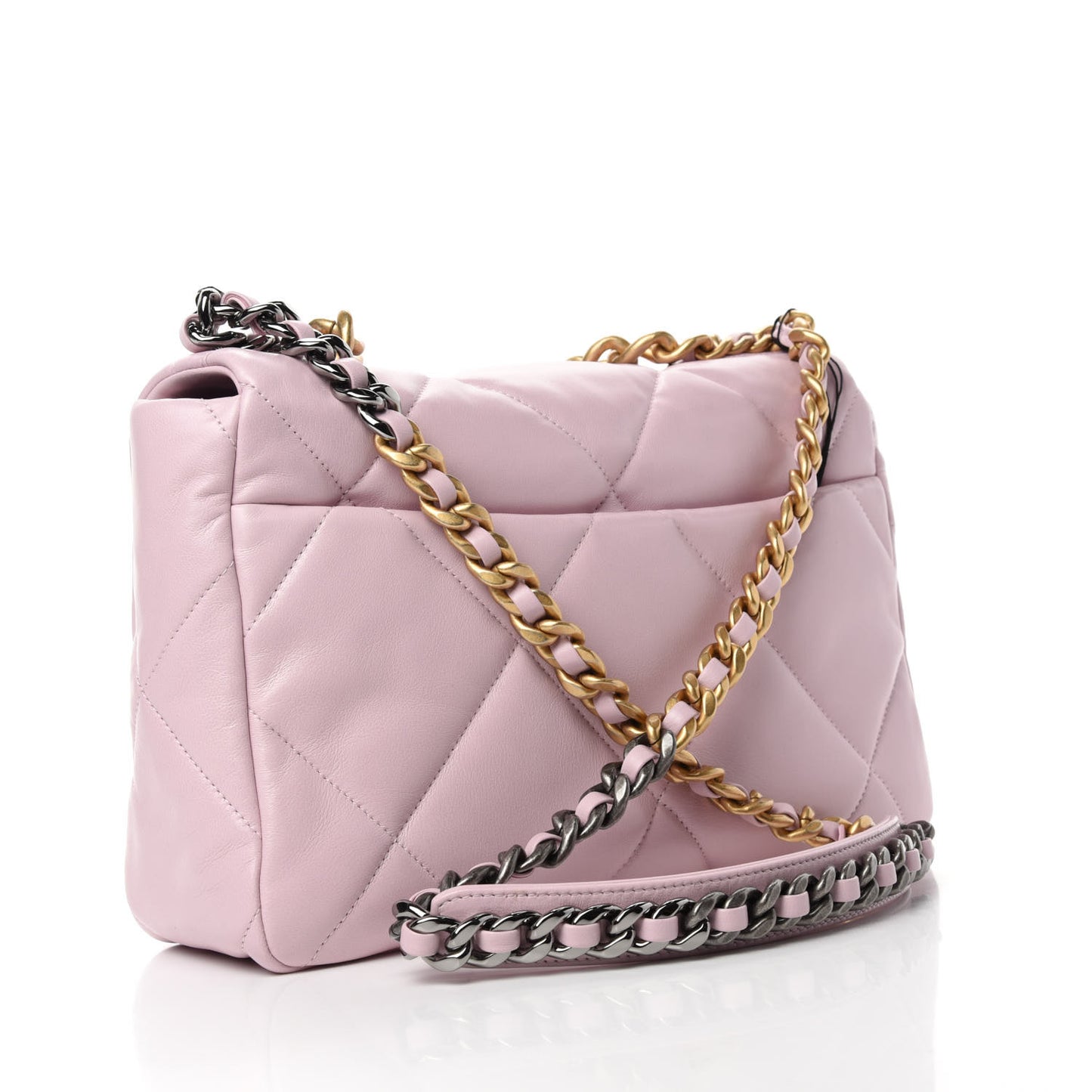Lambskin Quilted Large Chanel 19 Flap Light Pink