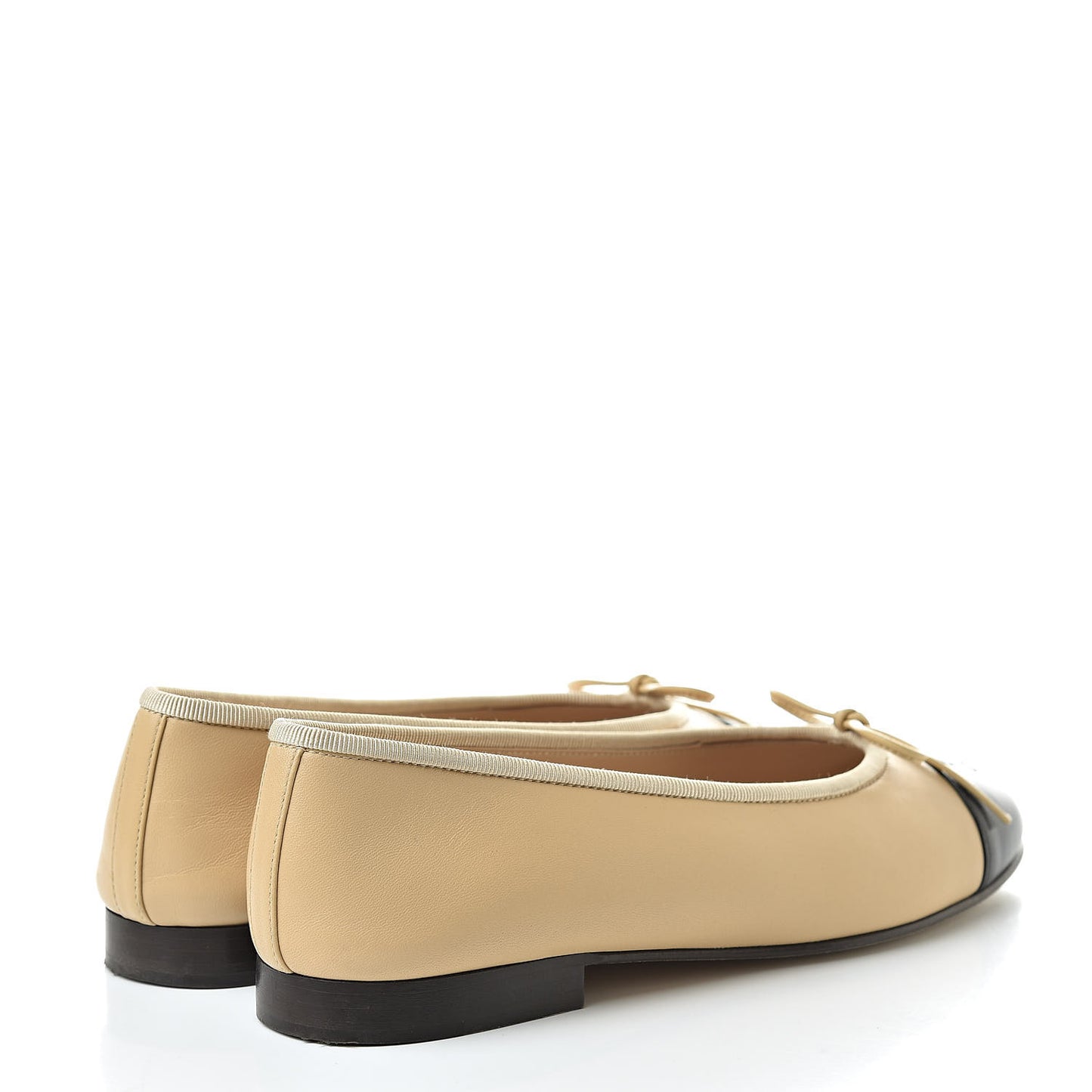 Lambskin Cap Toe CC Ballerina Flats 36 Beige Black