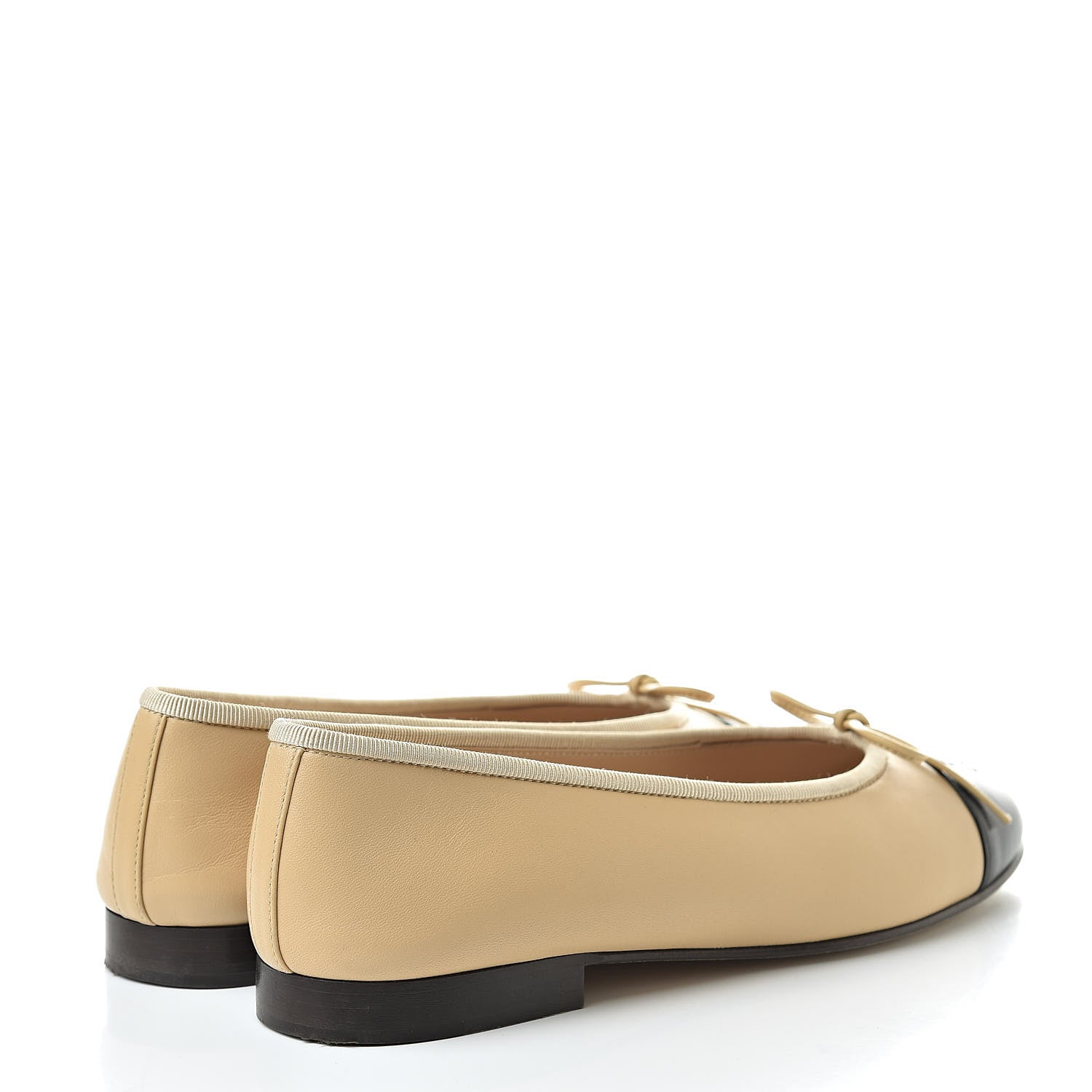 Chanel Lambskin Cap Toe CC Ballerina Flats 36 Beige Black 4 of 13
