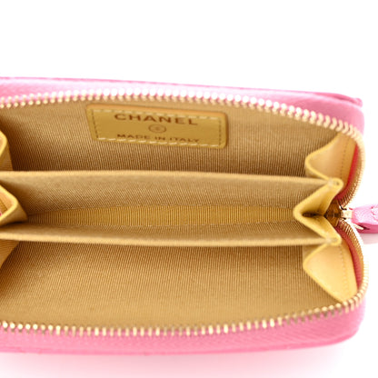 Chanel Lambskin Quilted Zip Around Coin Purse Wallet Pink Yellow 5 of 8