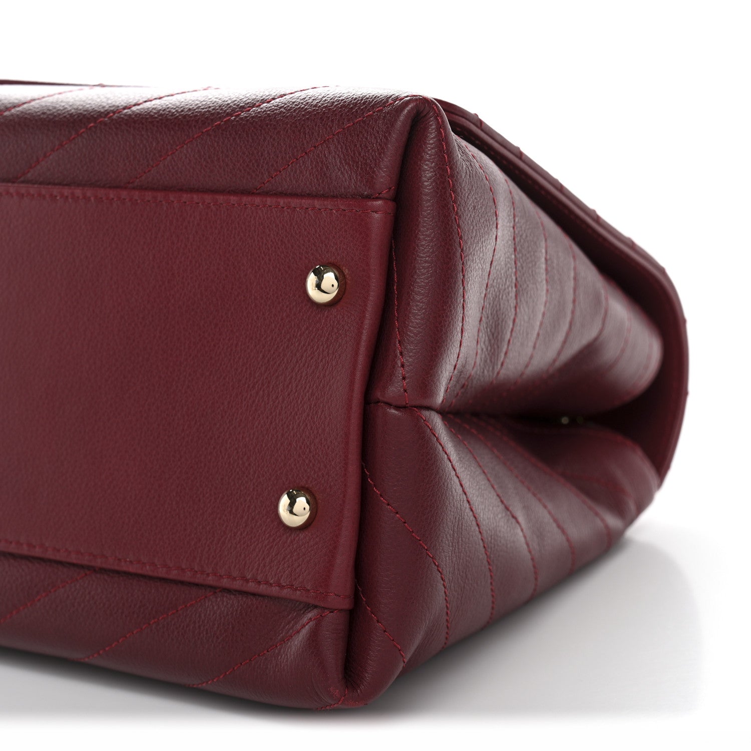 Chanel Grained Calfskin Stitched Chevron Medium Chic Top Handle Flap Red 10 of 11