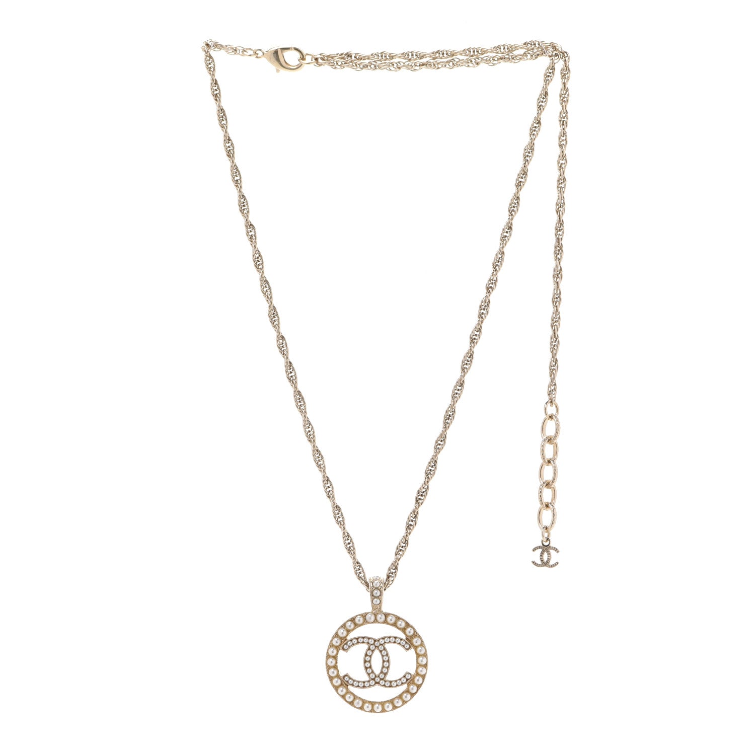 Chanel Pearl CC Round Pendant Necklace Gold 3 of 6