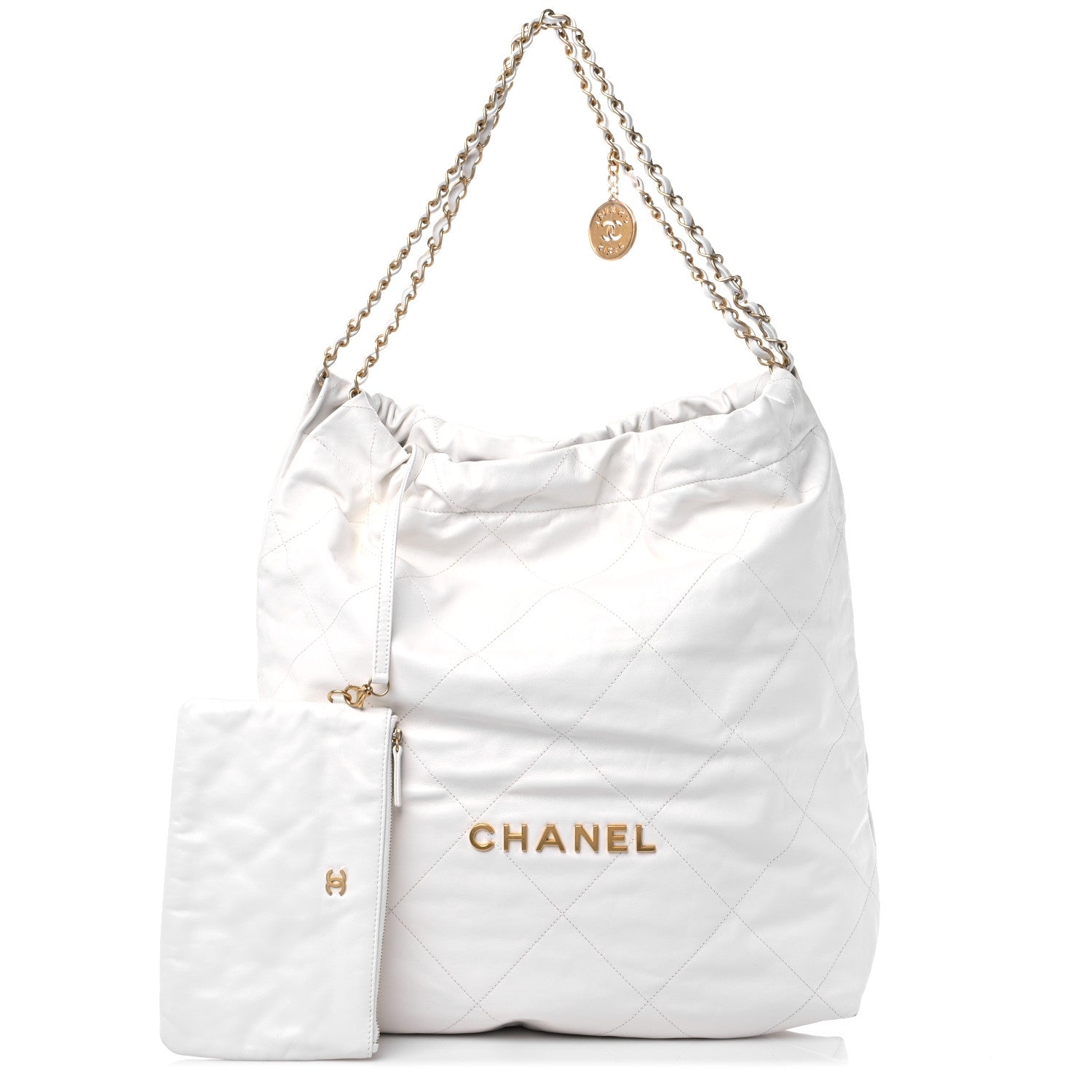 Chanel Shiny Calfskin Quilted Large Chanel 22 White 1 of 12
