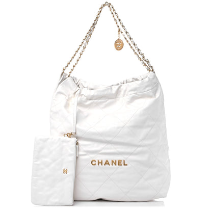 Chanel Shiny Calfskin Quilted Large Chanel 22 White 1 of 12