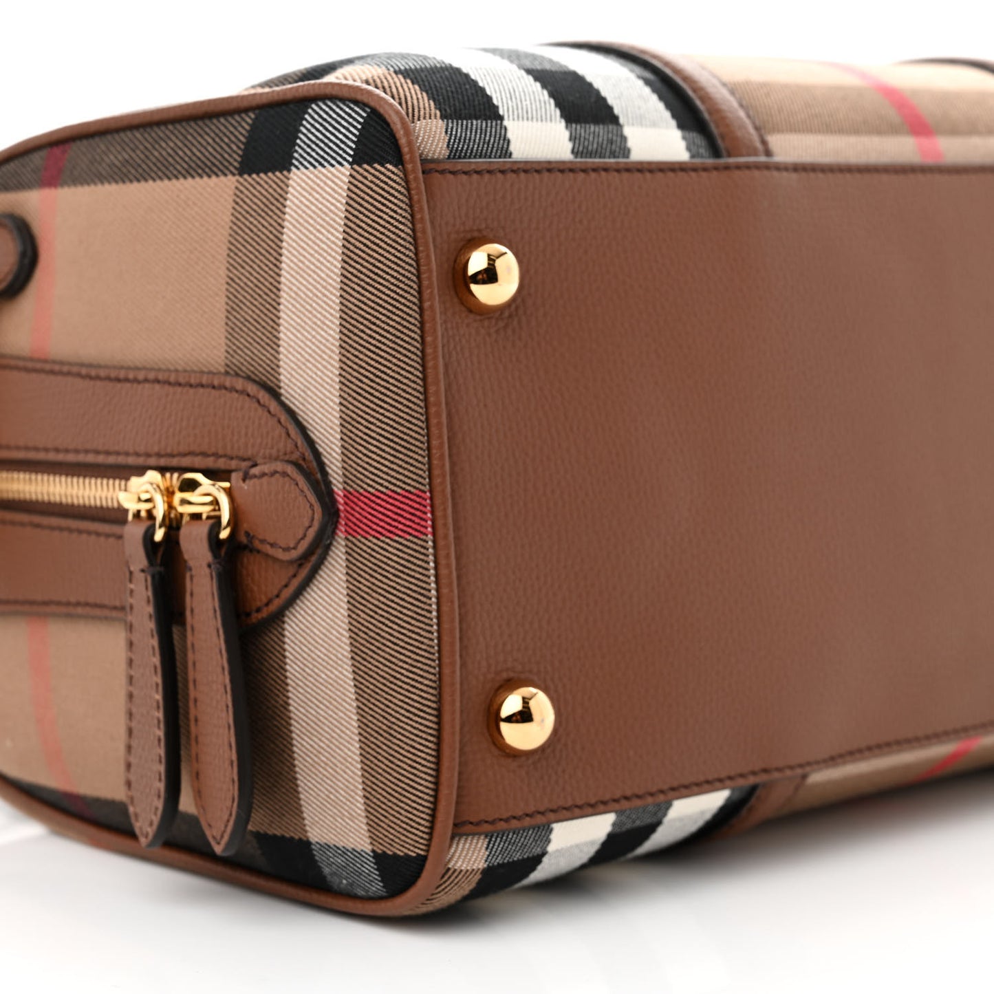 House Check Derby Calfskin Medium Alchester Bowling Bag Tan