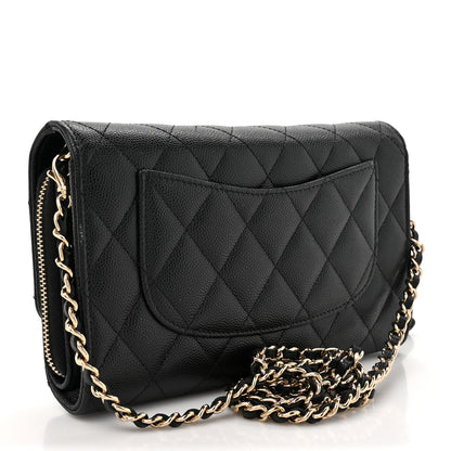 Chanel Caviar Quilted Phone Holder Wallet on Removable Chain Black 4 of 17