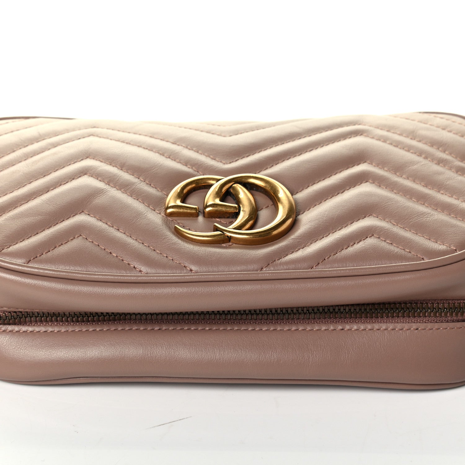 Gucci Calfskin Matelasse Small GG Marmont Chain Shoulder Bag Porcelain Rose 6 of 7