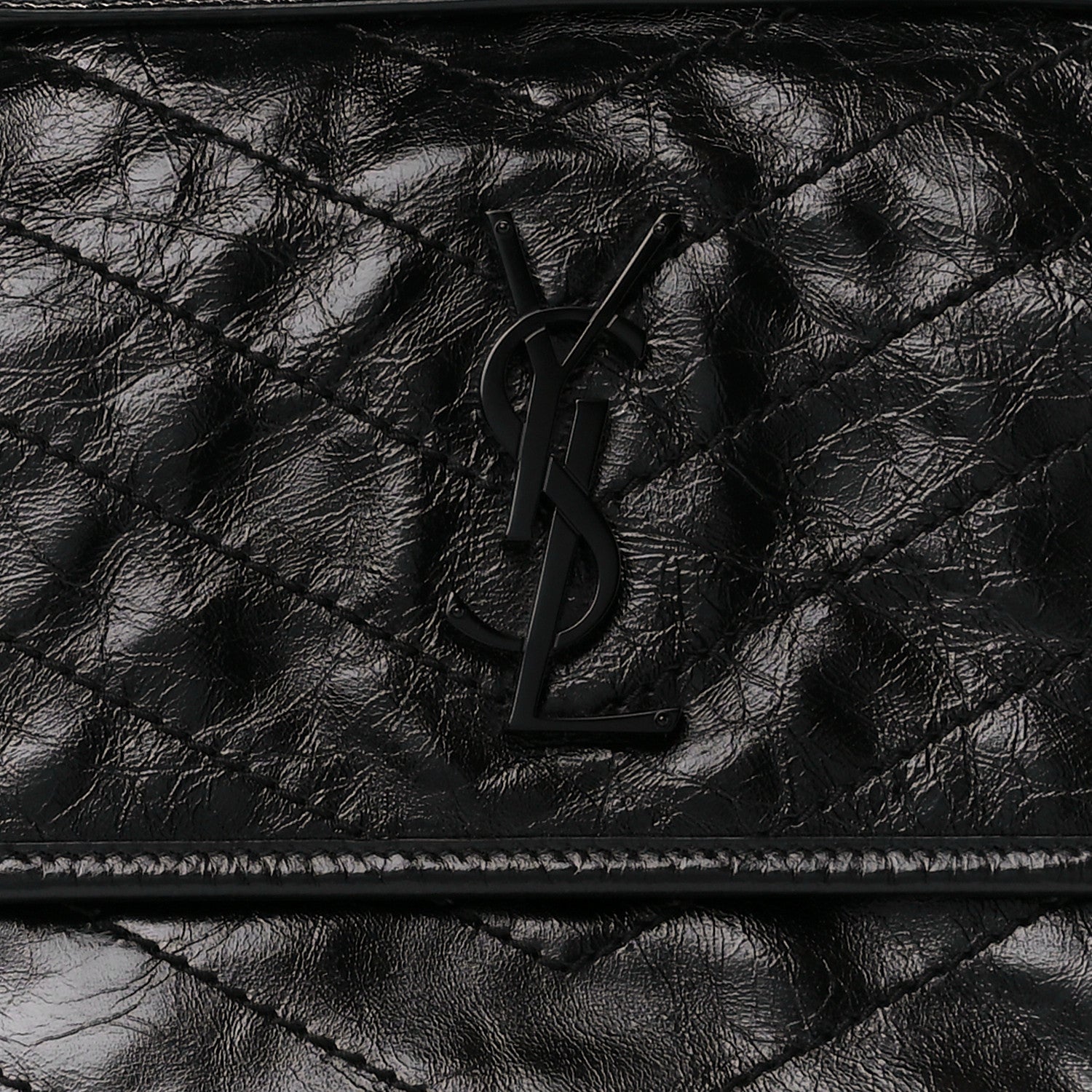 Saint Laurent Crinkled Calfskin Matelasse Monogram Medium Niki Chain Satchel Black 9 of 11