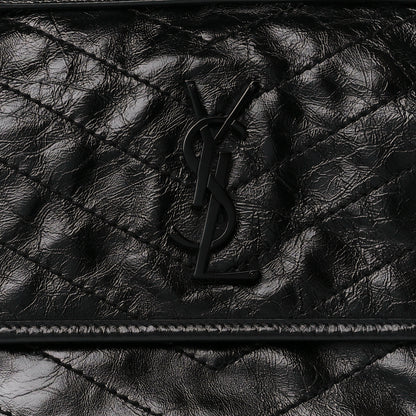 Saint Laurent Crinkled Calfskin Matelasse Monogram Medium Niki Chain Satchel Black 9 of 11