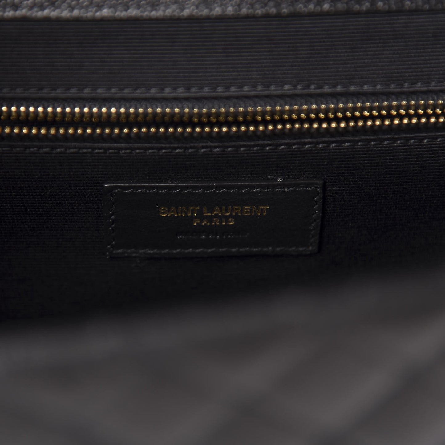 Grain De Poudre Textured Mixed Matelasse Large Triquilt Monogram Satchel Black