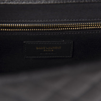 Saint Laurent Grain De Poudre Textured Mixed Matelasse Large Triquilt Monogram Satchel Black 9 of 11