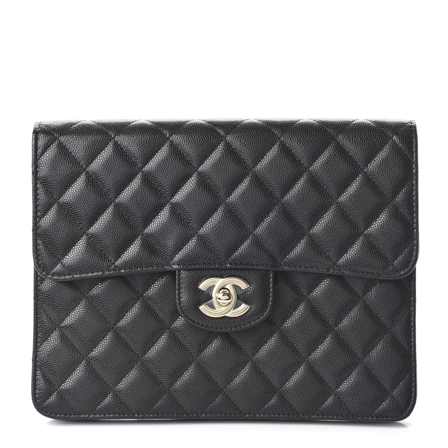 Caviar Quilted Square Flap Clutch Black