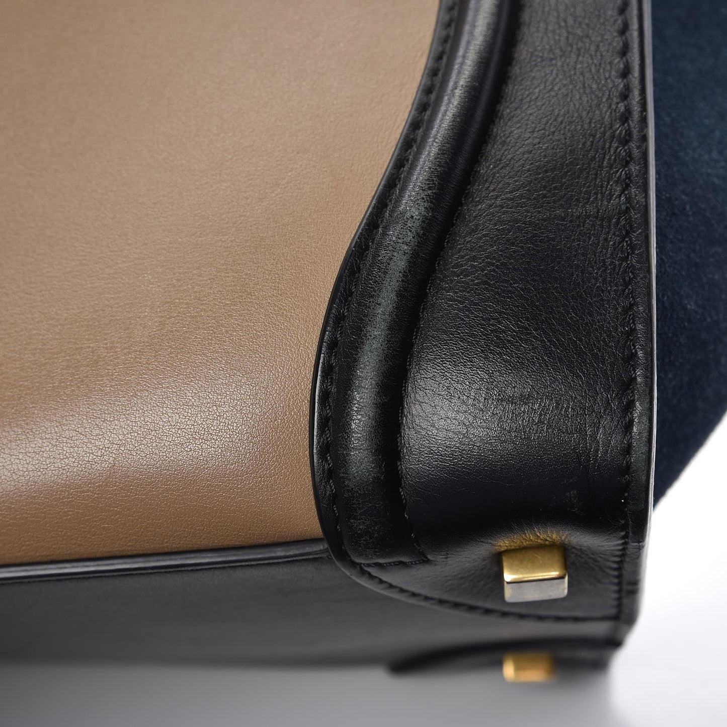 Smooth Calfskin Suede Mini Tri-Color Luggage Beige