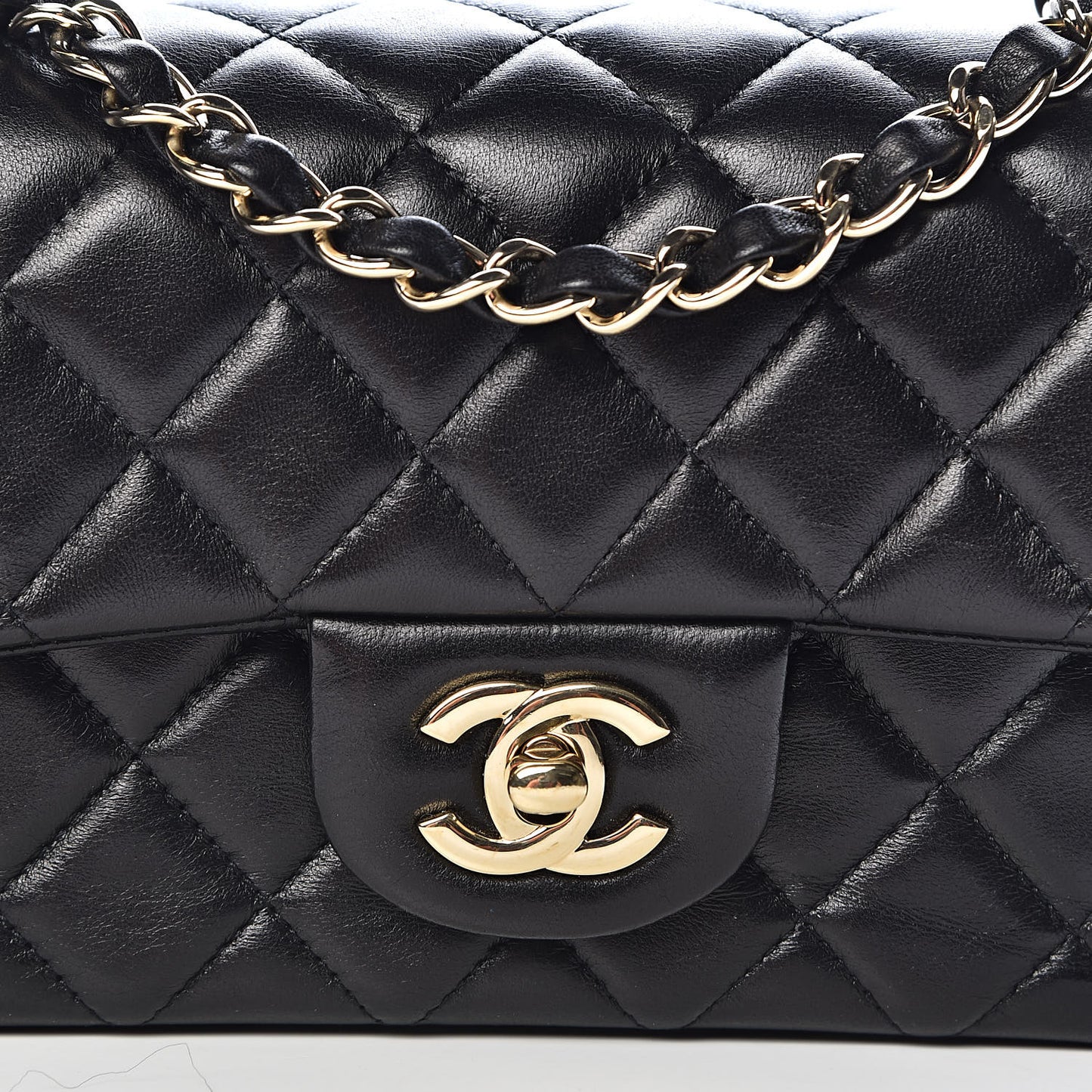 Lambskin Quilted Mini Rectangular Flap Black