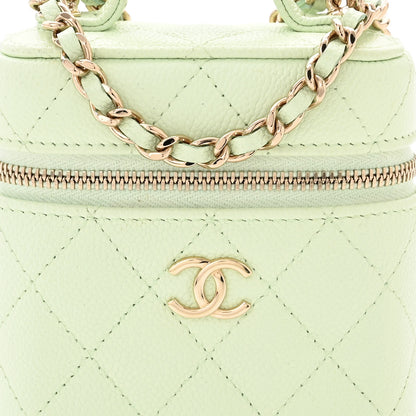 Chanel Caviar Quilted Small Handle With Care Vanity Case With Chain Light Green 9 of 12