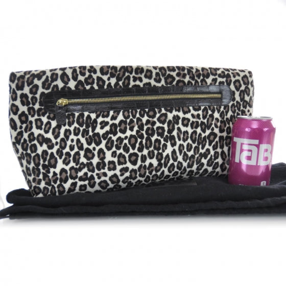 Leopard Print Pony Hair Crocodile Clutch - SIGNED