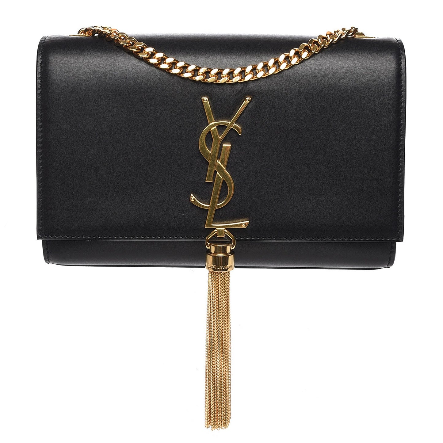 Calfskin Monogram Medium Kate Tassel Satchel Black