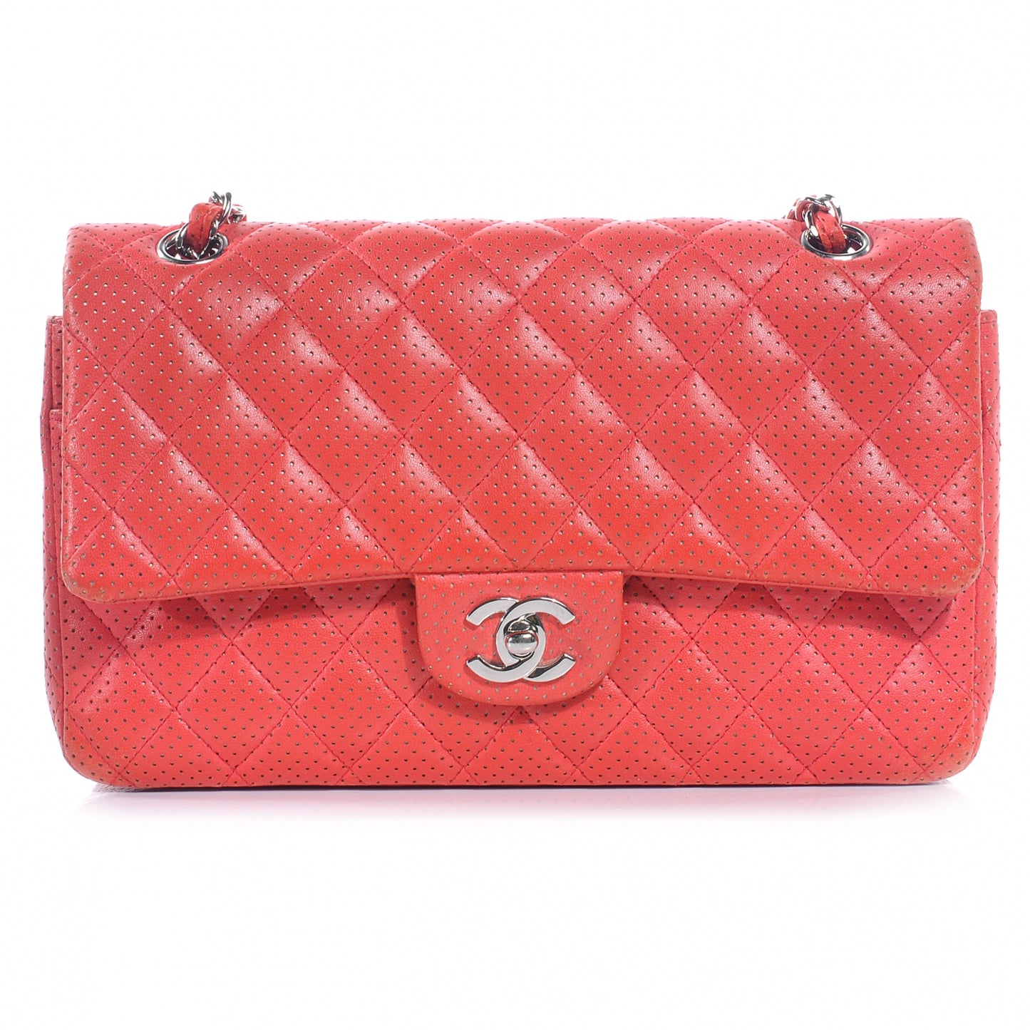 Lambskin Perforated Double Flap Medium Red