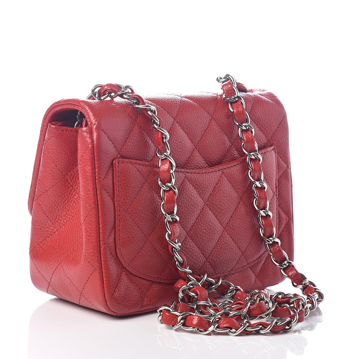 Caviar Quilted Mini Square Flap Red