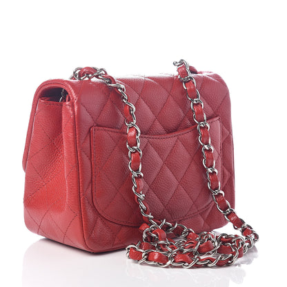 Chanel Caviar Quilted Mini Square Flap Red 3 of 9