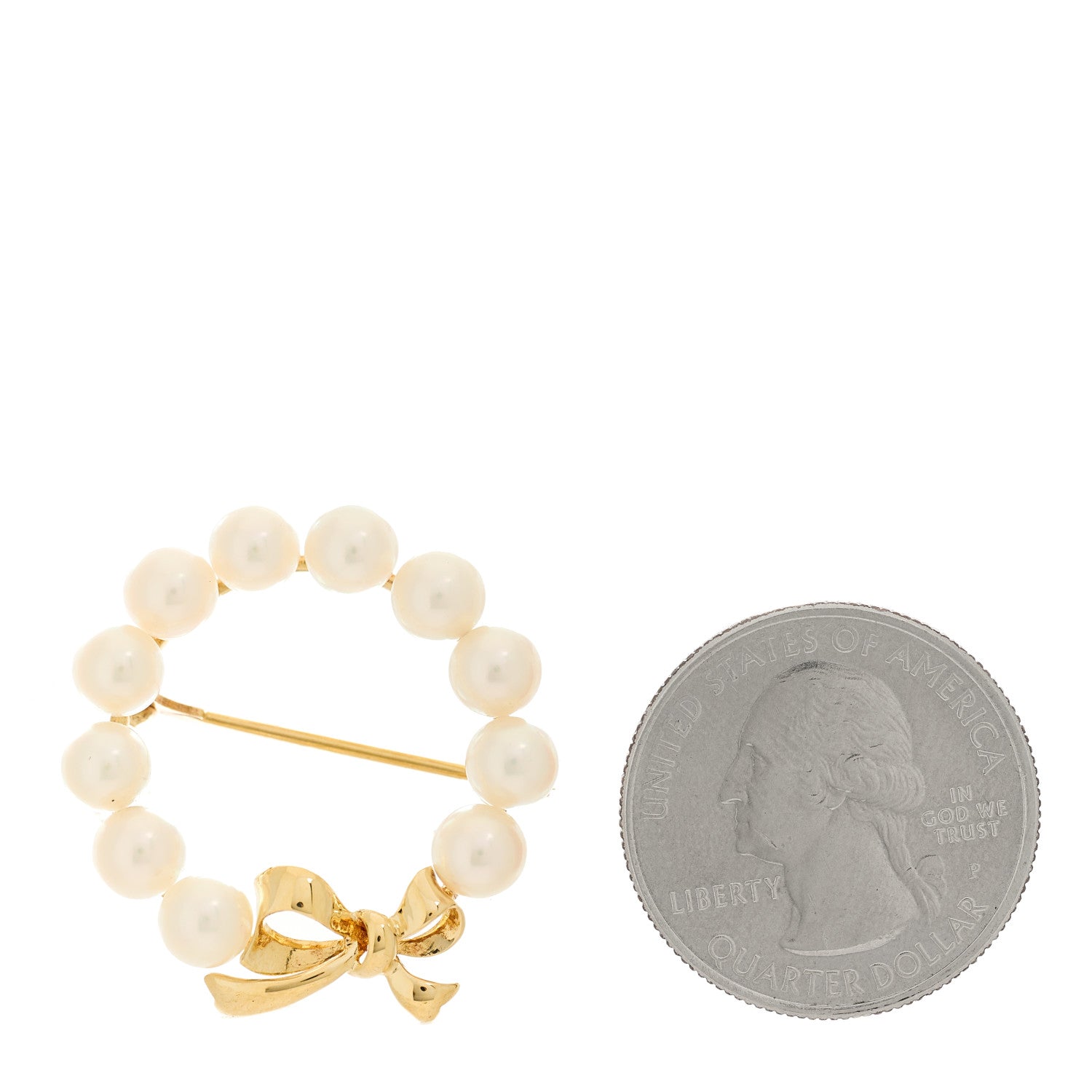 Mikimoto 18K Yellow Gold Akoya Pearl Wreath Brooch 2 of 4
