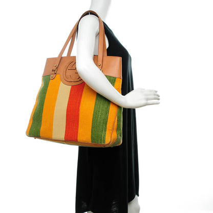 Gucci Canvas Striped Studded Blondie Tote Multicolor 2 of 7