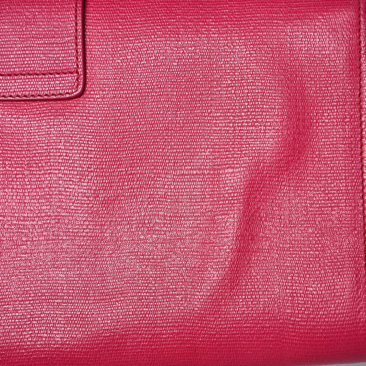 Textured Calfskin Y Ligne Clutch Fuchsia