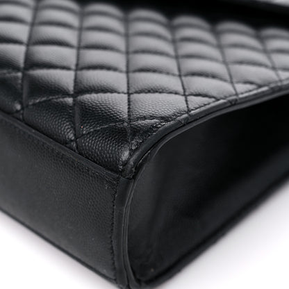 Saint Laurent Grain De Poudre Textured Mixed Matelasse Large Triquilt Monogram Satchel Black 9 of 16