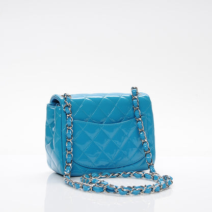 Chanel Patent Quilted Mini Square Flap Turquoise 3 of 8