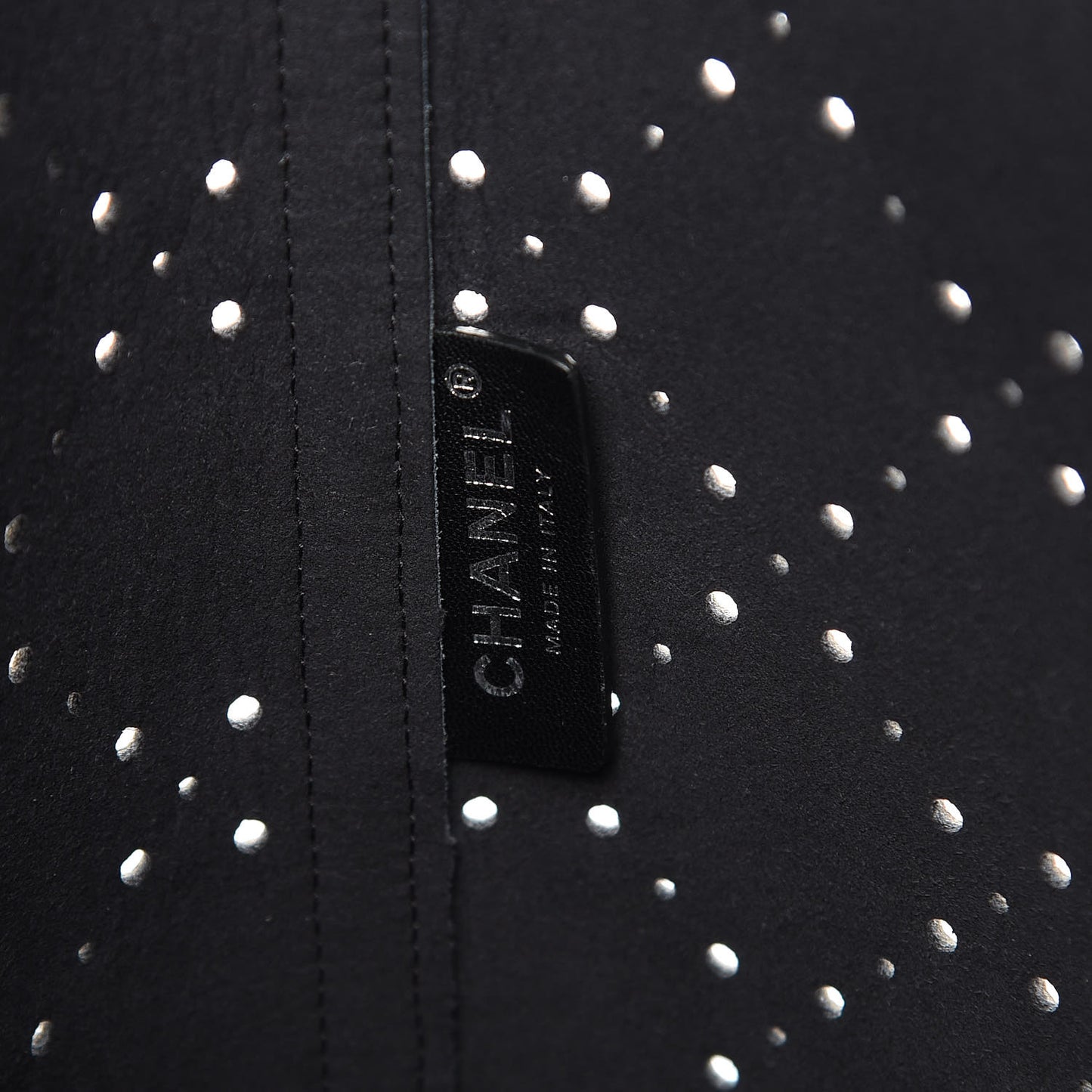 Perforated Grained Calfskin Small Shopping Tote Navy