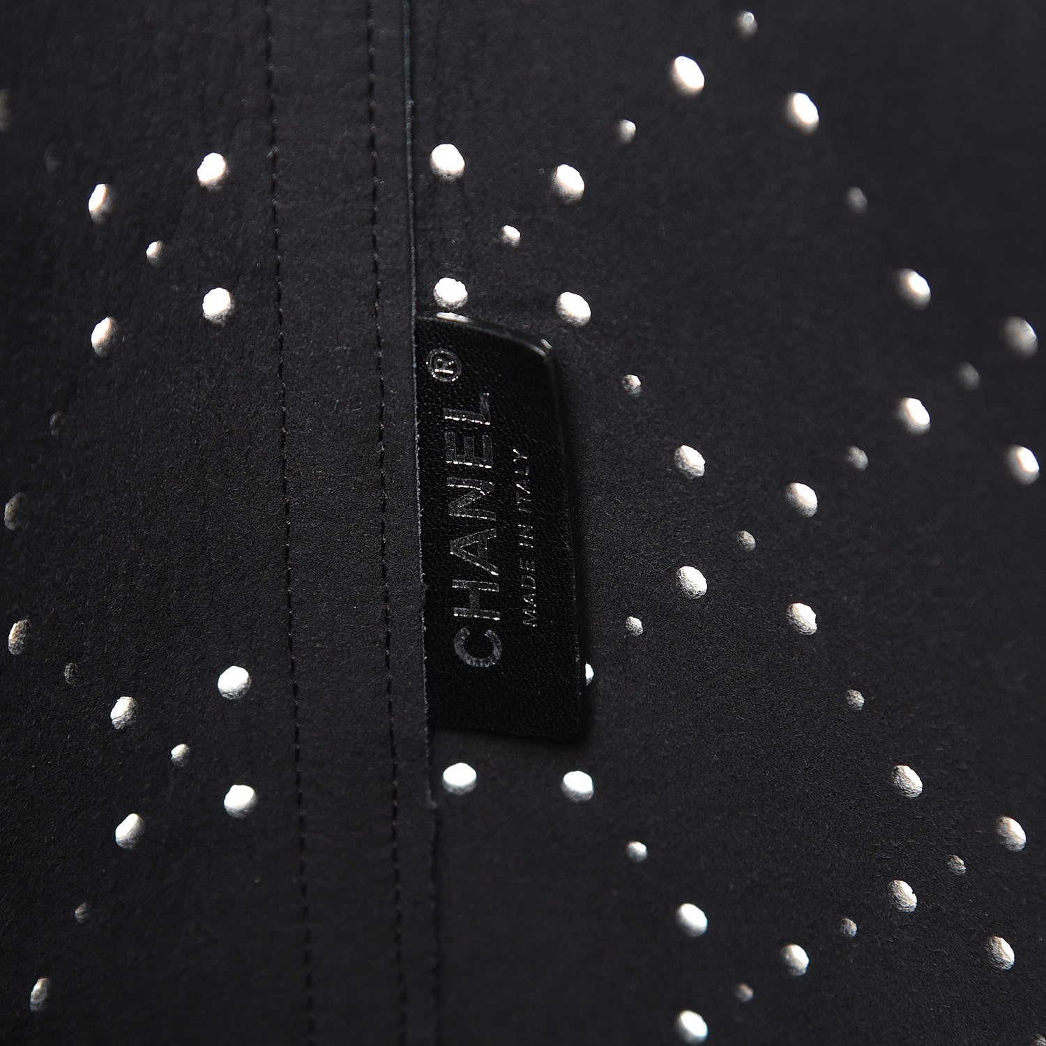 Chanel Perforated Grained Calfskin Small Shopping Tote Navy 7 of 9