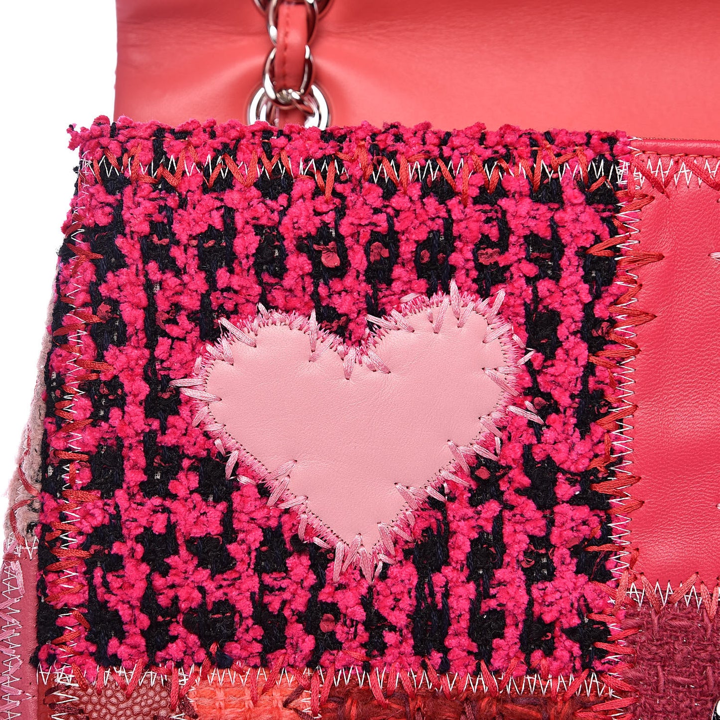 Tweed Patchwork Jumbo Single Flap Pink