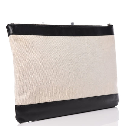Balenciaga Calfskin Cotton Canvas Logo Clutch Black 3 of 9