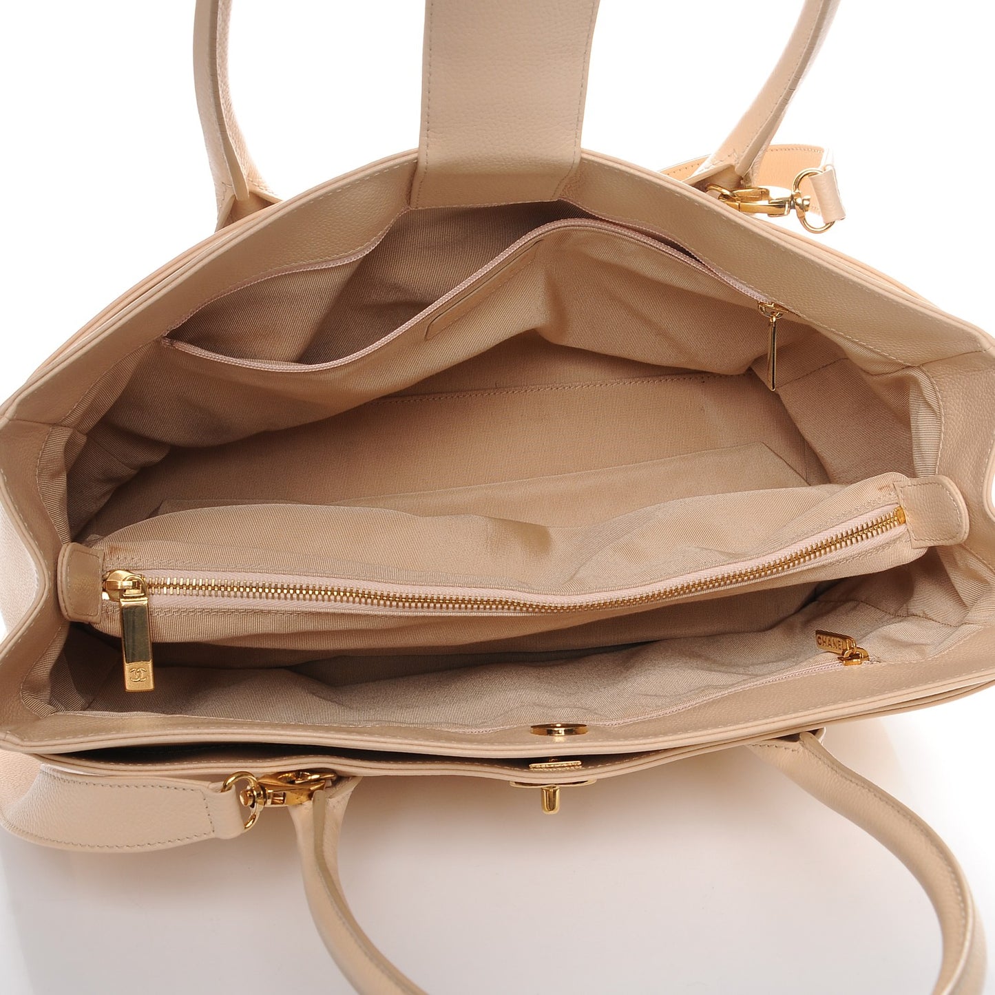 Calfskin Cerf Executive Shopper Tote Light Beige