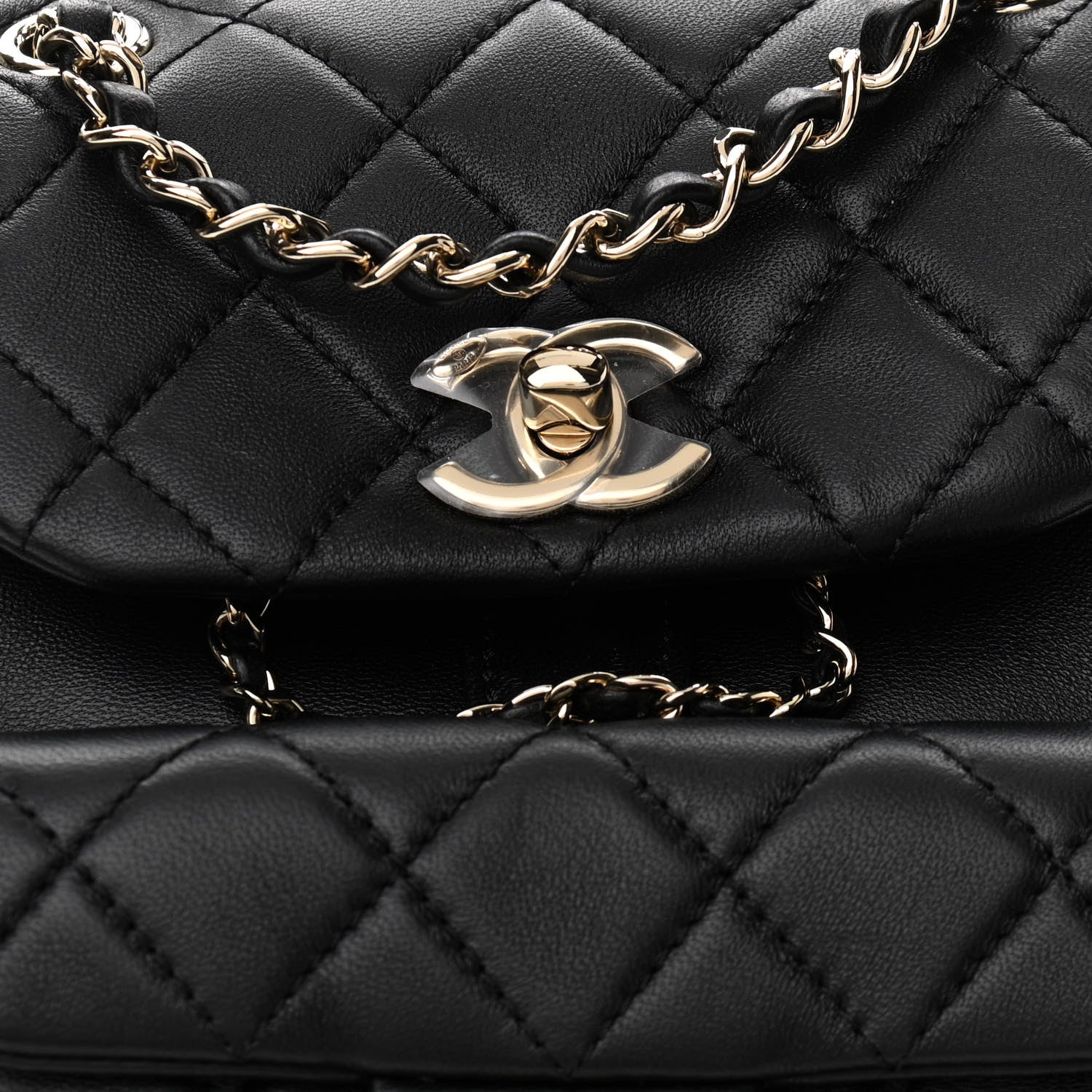 Chanel Lambskin Quilted Small Duma Drawstring Backpack Black 7 of 9