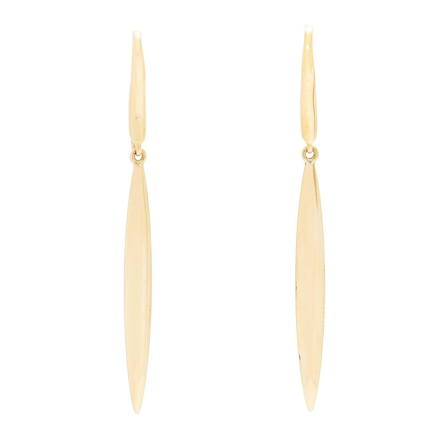 Tiffany 18K Yellow Gold Feather Drop Earrings 1 of 5