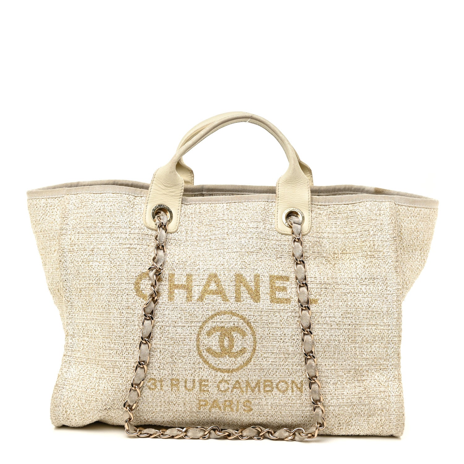 Chanel Canvas Large Deauville Tote Ivory 1 of 35