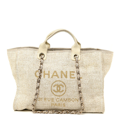 Chanel Canvas Large Deauville Tote Ivory 1 of 35