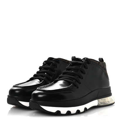 Fendi Calfskin Zucca Mens Lace Up Sneakers 8 Black Maya 4 of 12